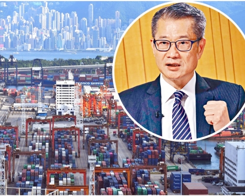 陳茂波(小圖)指本港全年的貨物出口可望有不俗表現。資料圖片