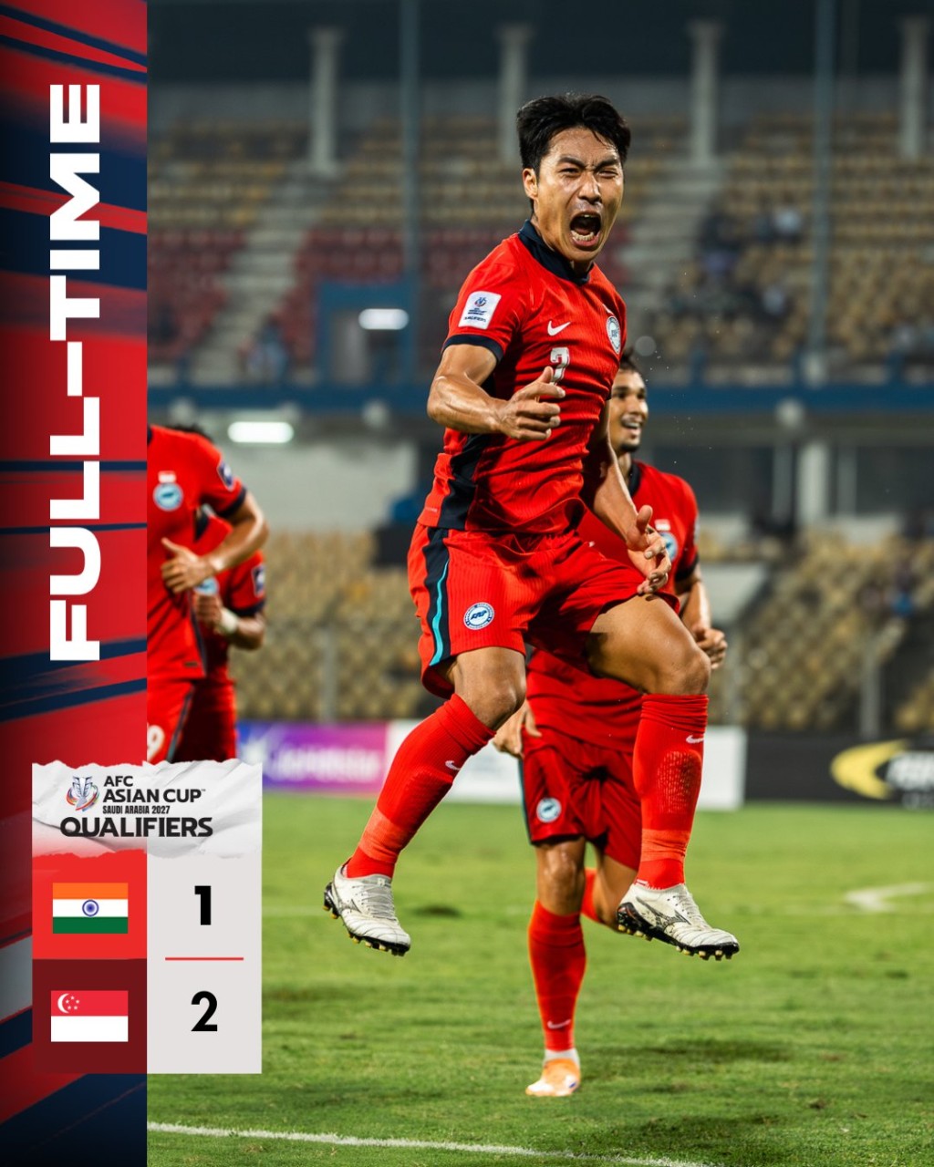 新加坡2:1反勝印度。新加坡足總X圖片
