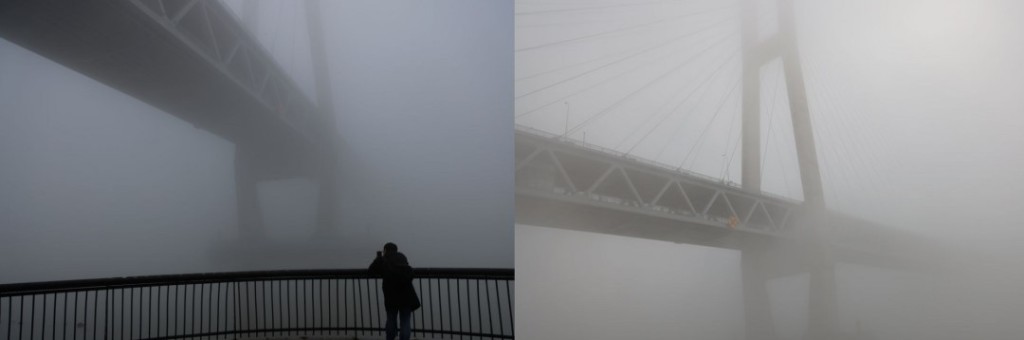 强雾霾天气影响下，上海户外能见度极差，当局提醒民众非必要勿户外活动。微博