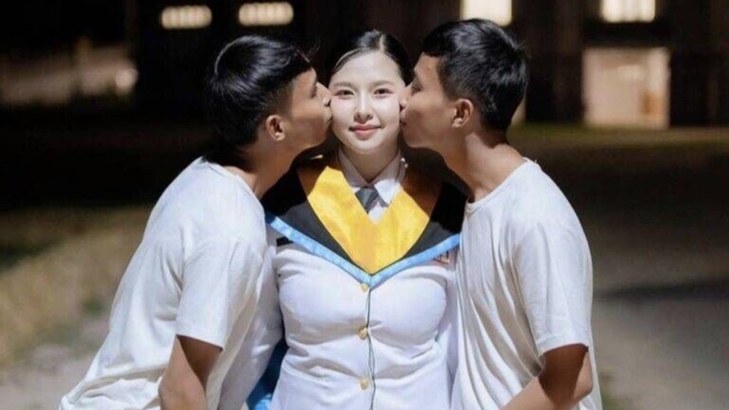 24岁泰国女子法与孪生兄弟同居，引起网上争议。TikTok@hoylaa44