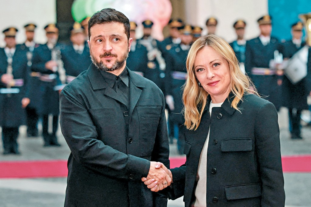 烏克蘭總統澤連斯基周二在羅馬會晤意大利總理梅洛尼。