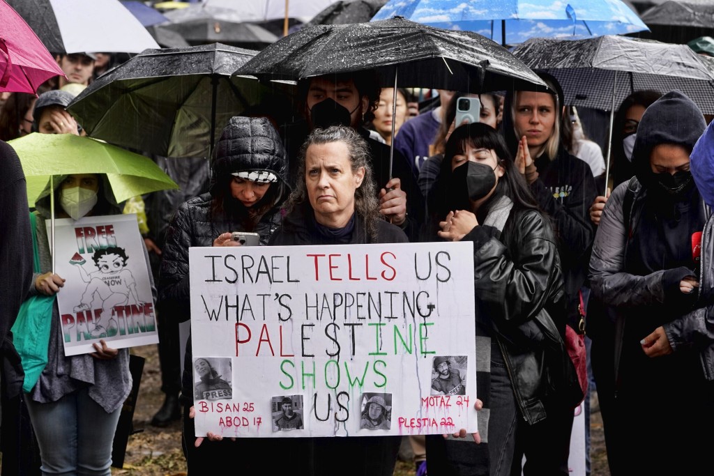 美國洛杉磯有示威者要求在加沙停火。美聯社