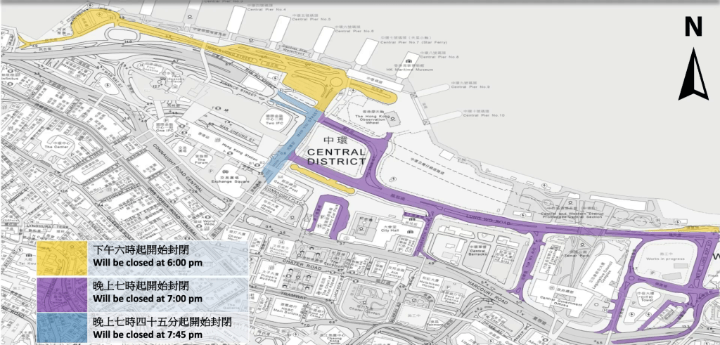 年初二維港煙花，中環一帶封路安排。