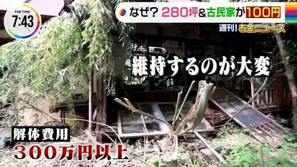 清拆现有建筑物已需要约300万日元，而且并未计算税项等杂费。网图