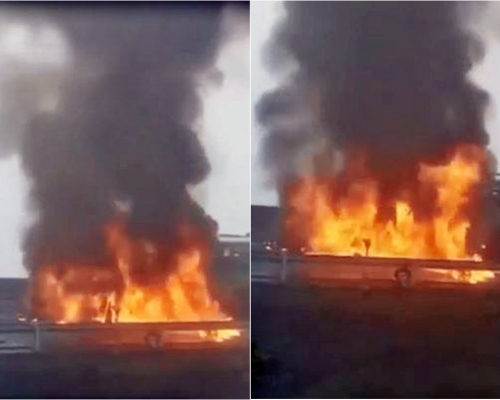 貴州今早發生嚴重車禍,兩車起火燃燒,事件中7人身亡。影片截圖