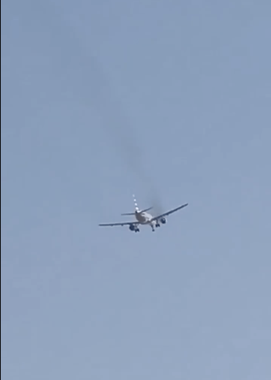 客機起飛後冒出黑煙。X片段截圖 客機起飛後冒出黑煙。X片段截圖