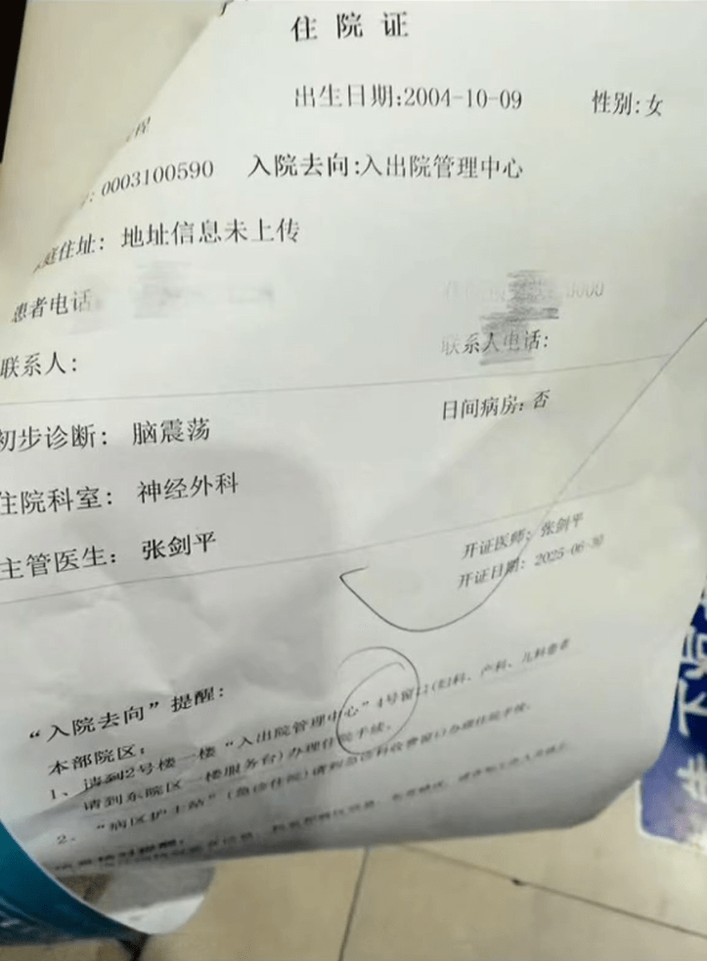 醫院證女遊客腦震盪。