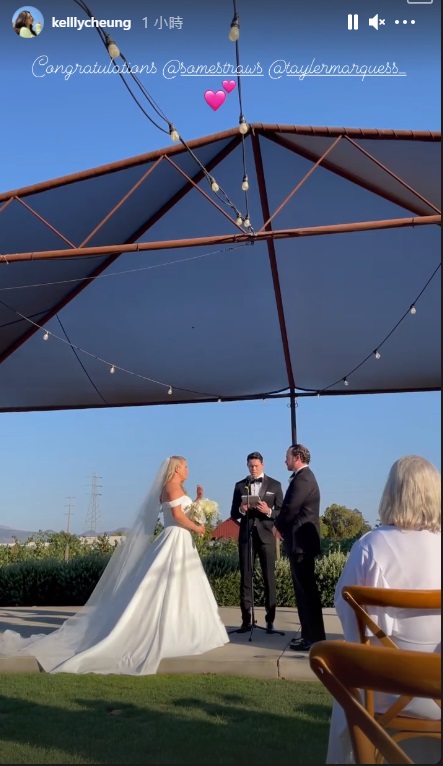 原來是朋友結婚,男友Mark擔任婚禮司儀。