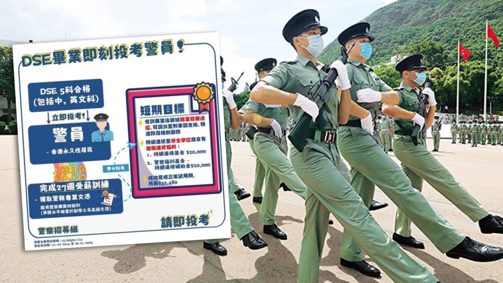 多個紀律部隊在社交平台發帖招募人才。資料圖片