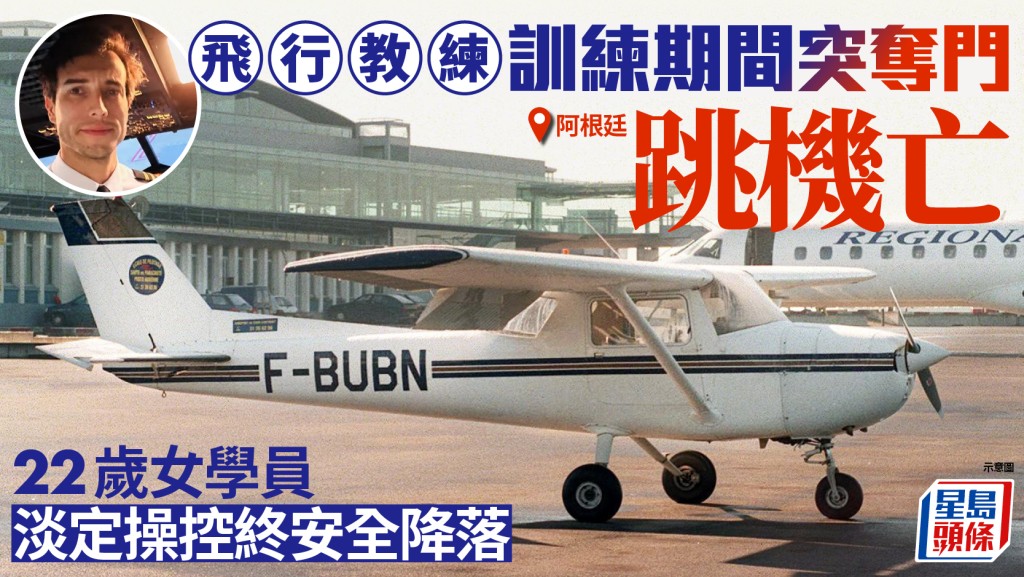 阿根廷飞行教练夺门跳机自杀  22岁女学员临危不乱安全降落