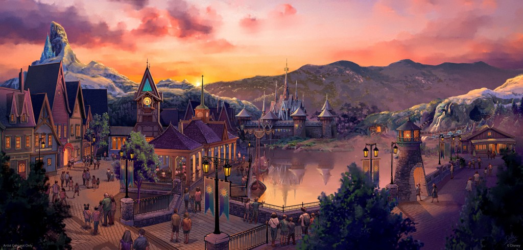 迪士尼「魔雪奇缘世界」渲染图。（迪士尼图片）
