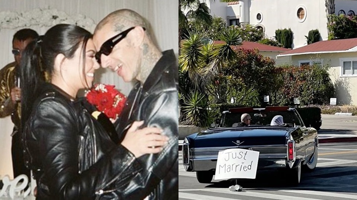 真人騷女星Kourtney與鼓手未婚夫Travis Barker今日正式結婚。 