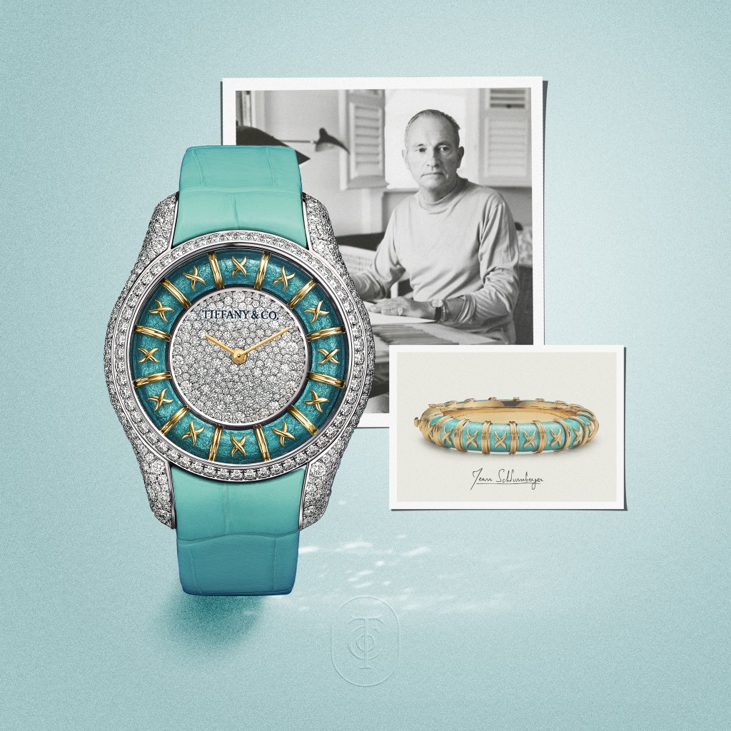 Tiffany & Co. Enamel Diamond Watch，表壳：36mm白金/ 机芯：石英/ 钻石：613颗钻石共重4.04卡/ 售价：待询。