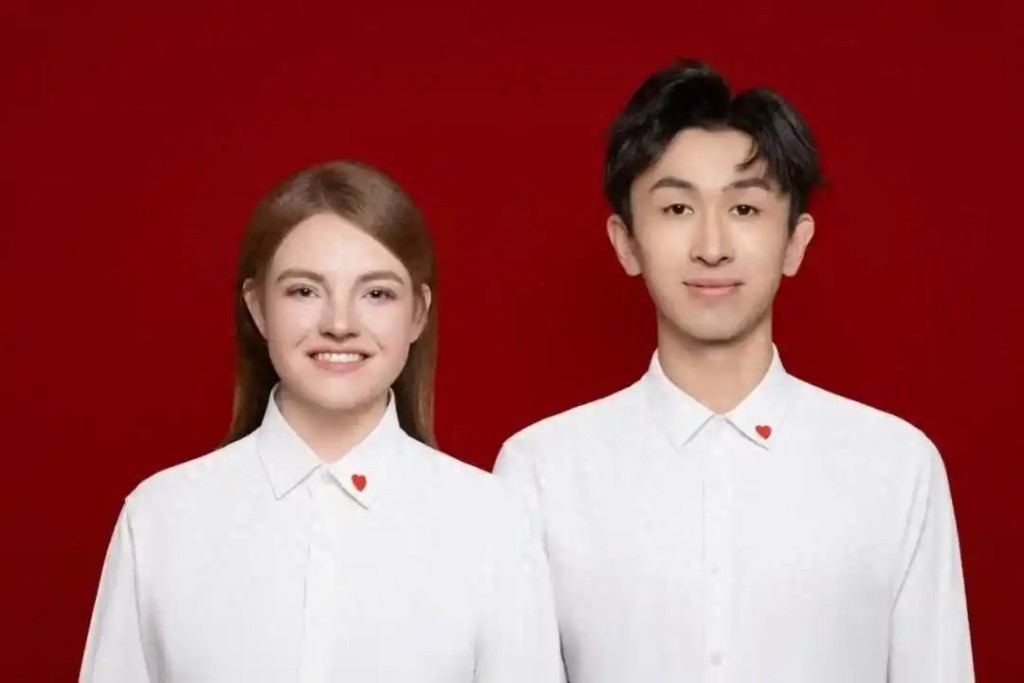 刘浩和汉娜的结婚照。