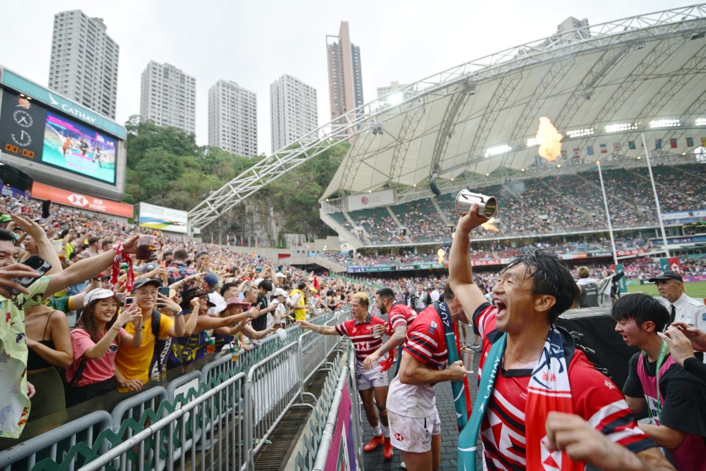 图为香港国际七人榄球赛。