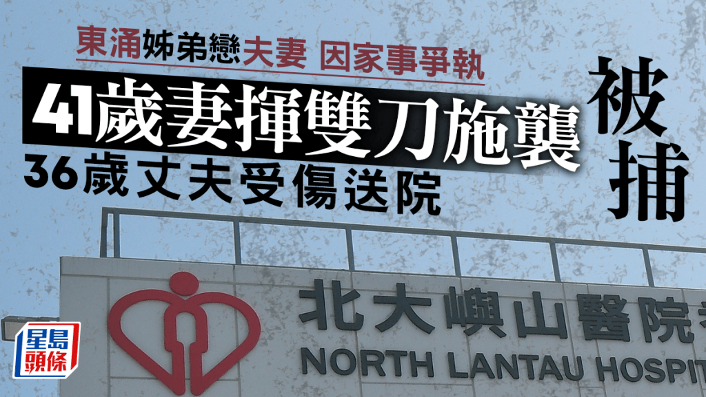 東涌41歲妻揮雙刀施襲被捕 36歲丈夫受傷清醒送院