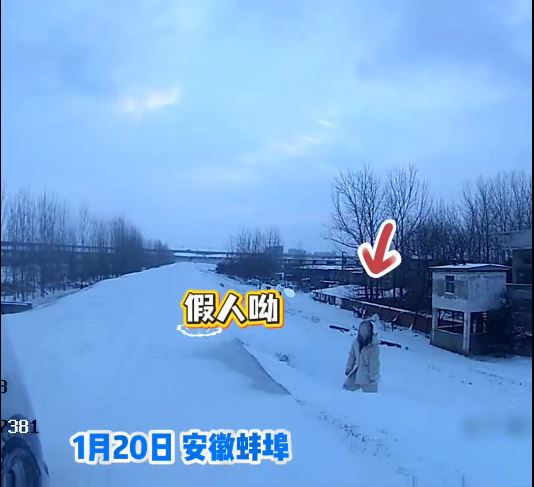 安徽有女子離奇在大雪夜流連郊外連8小時，險變人形冰雕。抖音＠平安龍子湖