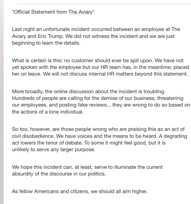 涉事酒吧發聲明指事後討論令其困擾。Twitter