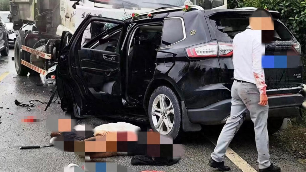 湖南婚車車禍，造成新娘及伴娘6人死亡。網絡