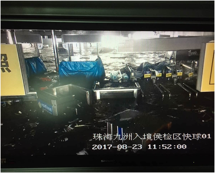 珠海九洲港碼頭受損嚴重。網圖