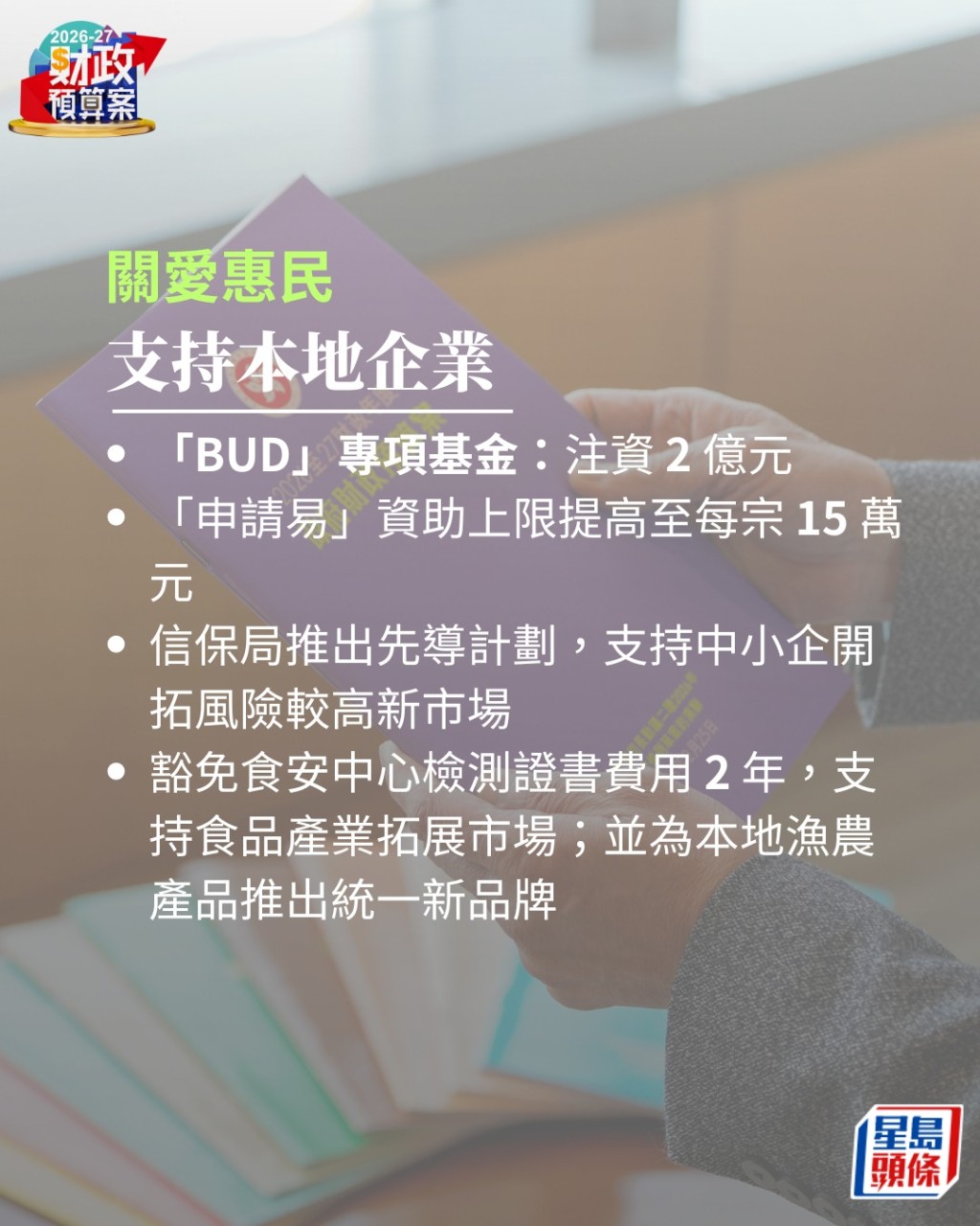 政府向「BUD專項基金」注資2億元。