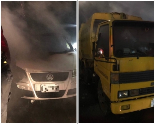 大火波及泊在旁邊的2輛私家車及1輛垃圾車。