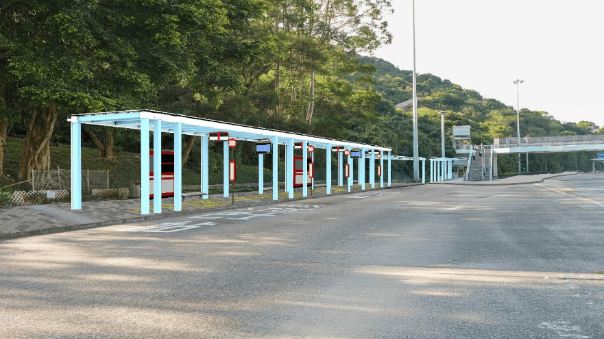 擴建大老山隧道巴士轉乘站電腦模擬圖，加建上蓋後的現有往沙田方向巴士轉乘站。沙田區議會文件圖片