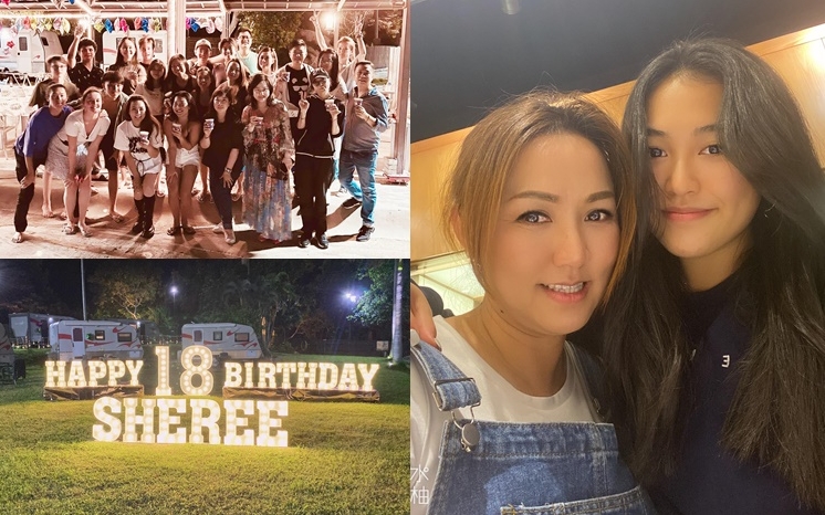 小恩子祝女兒18歲生日，大夥兒到露營車慶祝。　