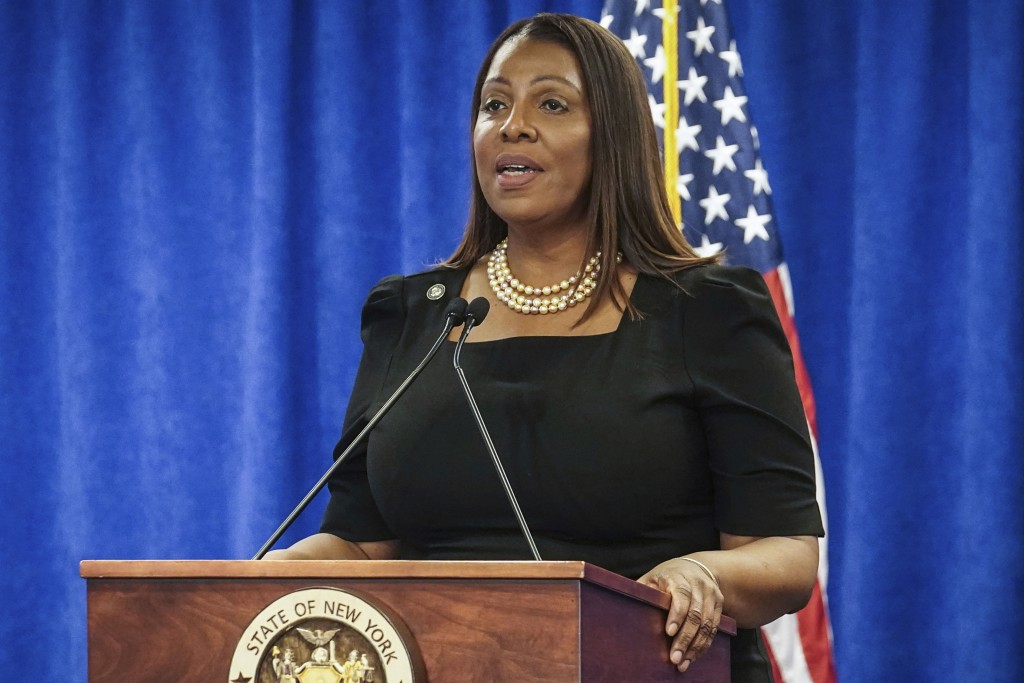 紐約州檢察長詹樂霞（Letitia James）。美聯社
