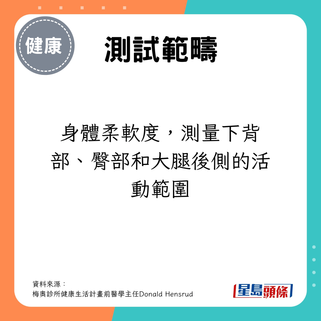 測試身體柔軟度，測量下背部、臀部和大腿後側的活動範圍