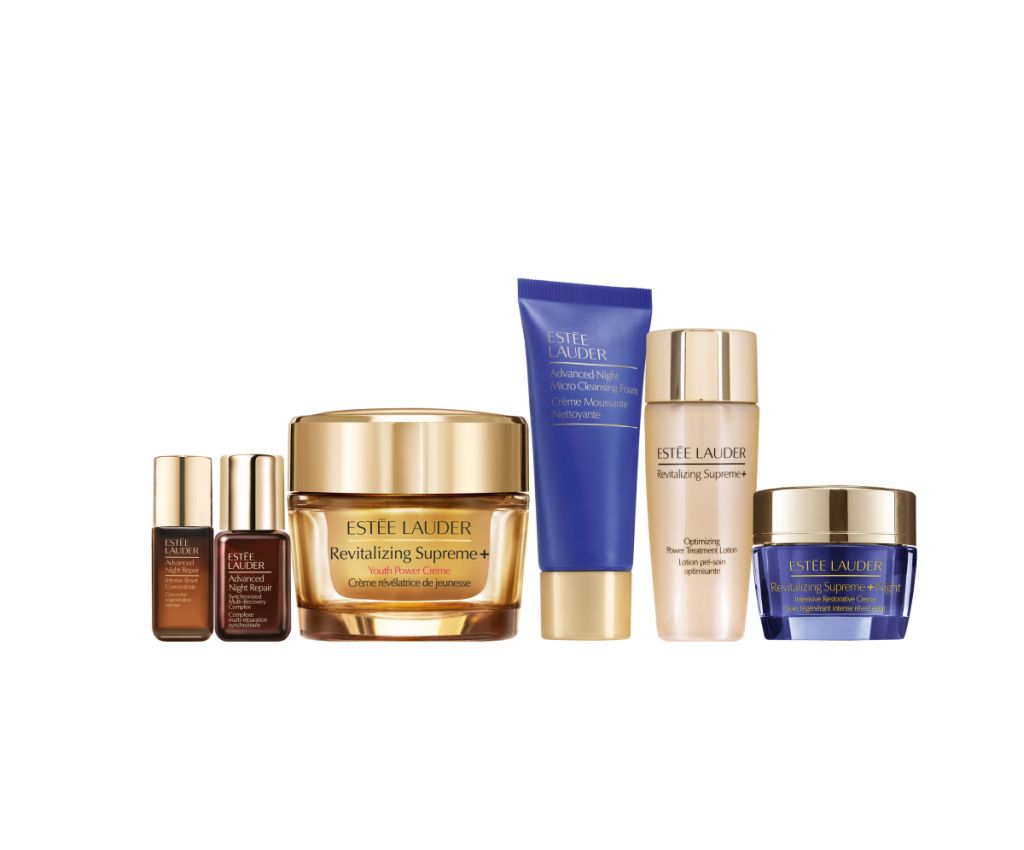 ESTÉE LAUDER 雅詩蘭黛 - 新生活膚彈活面霜套裝 $875  (原價$1,686 48%OFF):新生活膚彈活面霜 50ml 、微分子潔面泡沫 30ml 、升級再生基因修護精華 7ml 、升級再生基因速救舒壓精華 5ml、升級新生活膚全能柔膚水、30ml、升級新生活膚滋養修護晚霜 15ml