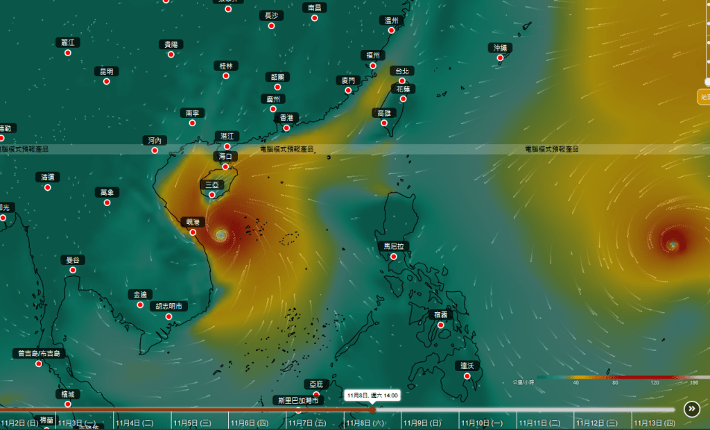 較大機會在下周中期橫過菲律賓並進入南海中南部。天文台圖片