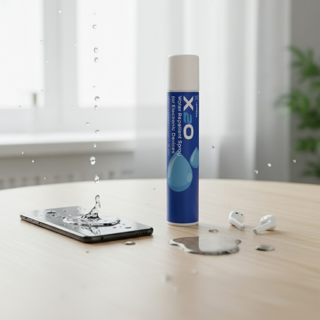 Lexuma X2O終極防水噴霧可形成一道隱形奈米塗層，為電子產品提供一道防水屏障。