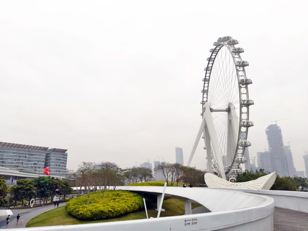 摩天轮以深圳城市天际线作背景。