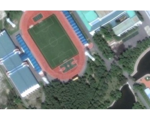 衞星图上可看到金正恩的乐园有别墅、游泳池、足球场。