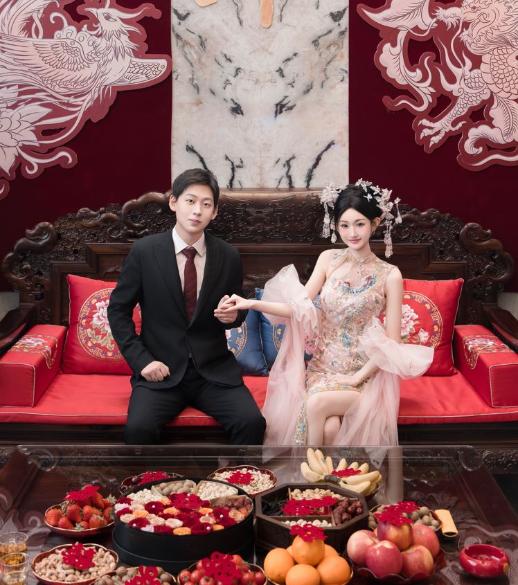 陳雪凝和李瑞濱17日在山西舉行婚禮。微博