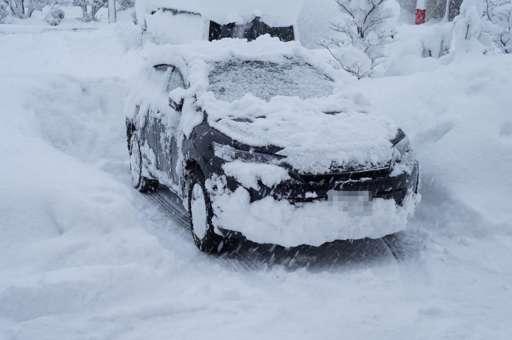 富山縣汽車被大雪覆蓋。網上圖片