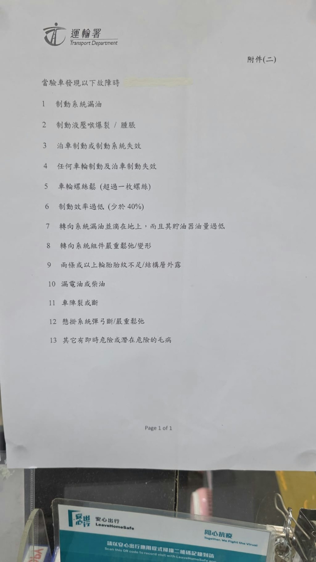 當驗車發現以下指明的13項故障之一，有關車輛會被暫時吊銷車輛牌照。好車店CarGoods FB圖片