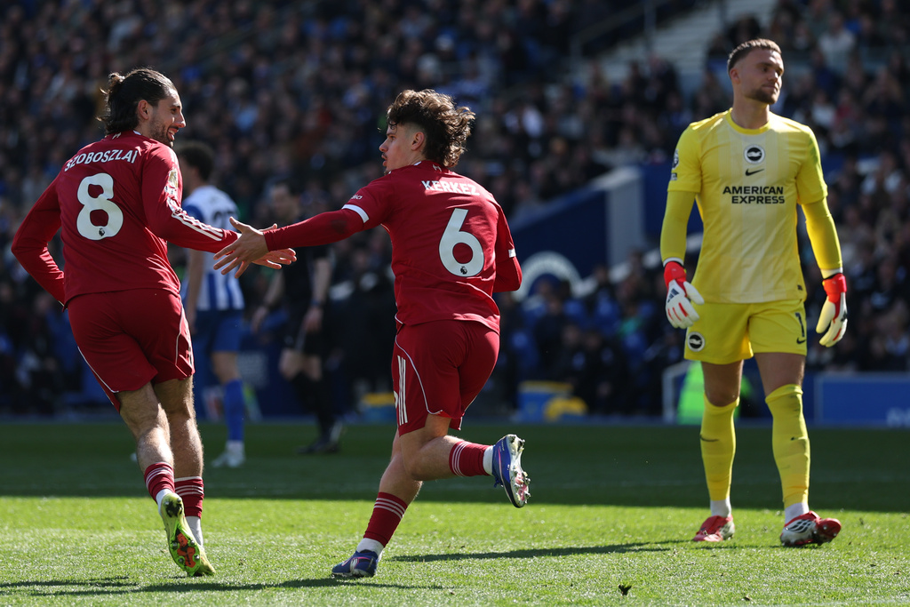 却基斯楔前笠入，为利物浦扳平1：1。美联社