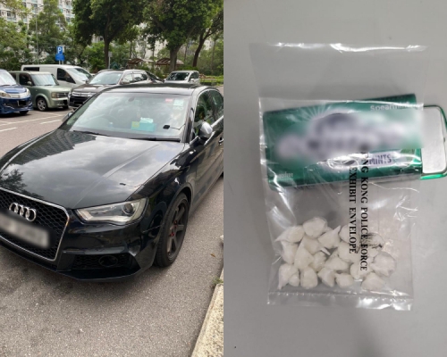 涉案毒品快餐車於葵涌邨停車場內被發現。案中毒品被藏於薄荷糖鐵盒內。警方提供圖片