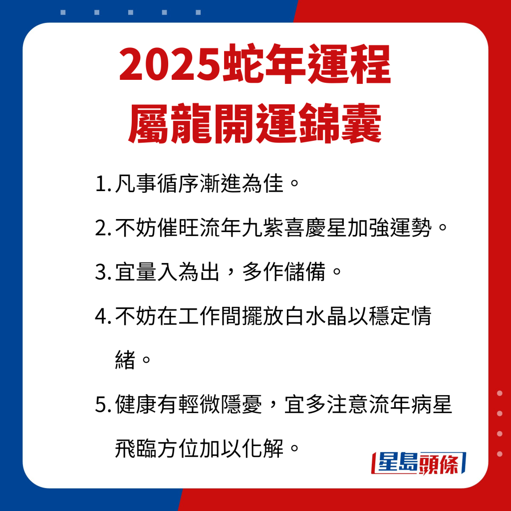 屬龍藝人開運錦囊。