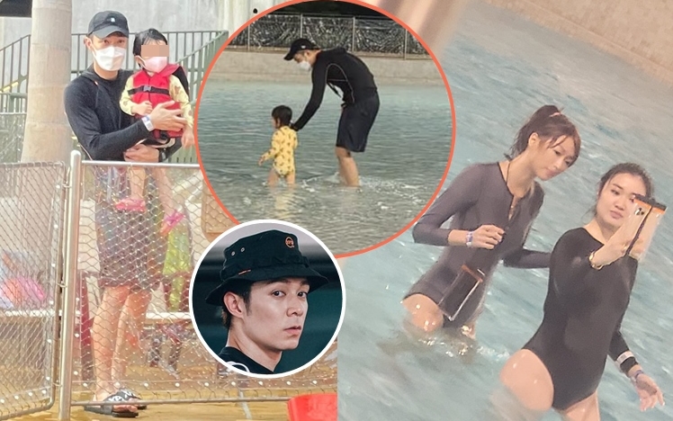 周柏豪陪囡囡去水上樂園玩水。