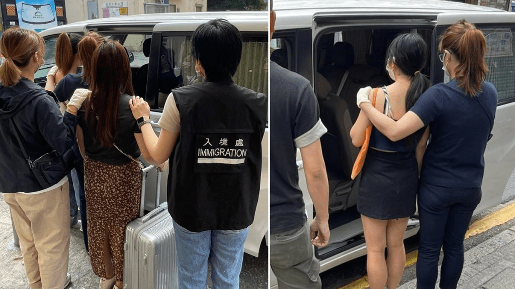 行動中,4名內地女子被捕。警方提供