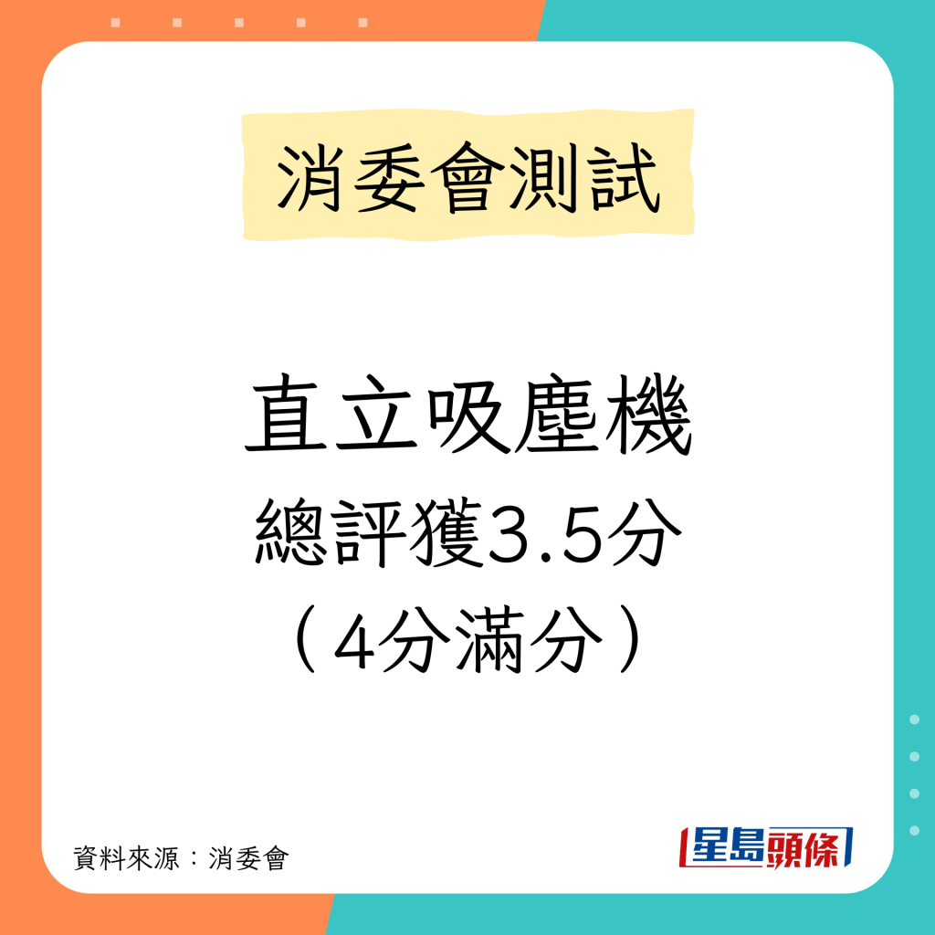 在消委會測試中,總評獲3.5分的直立式吸塵機。