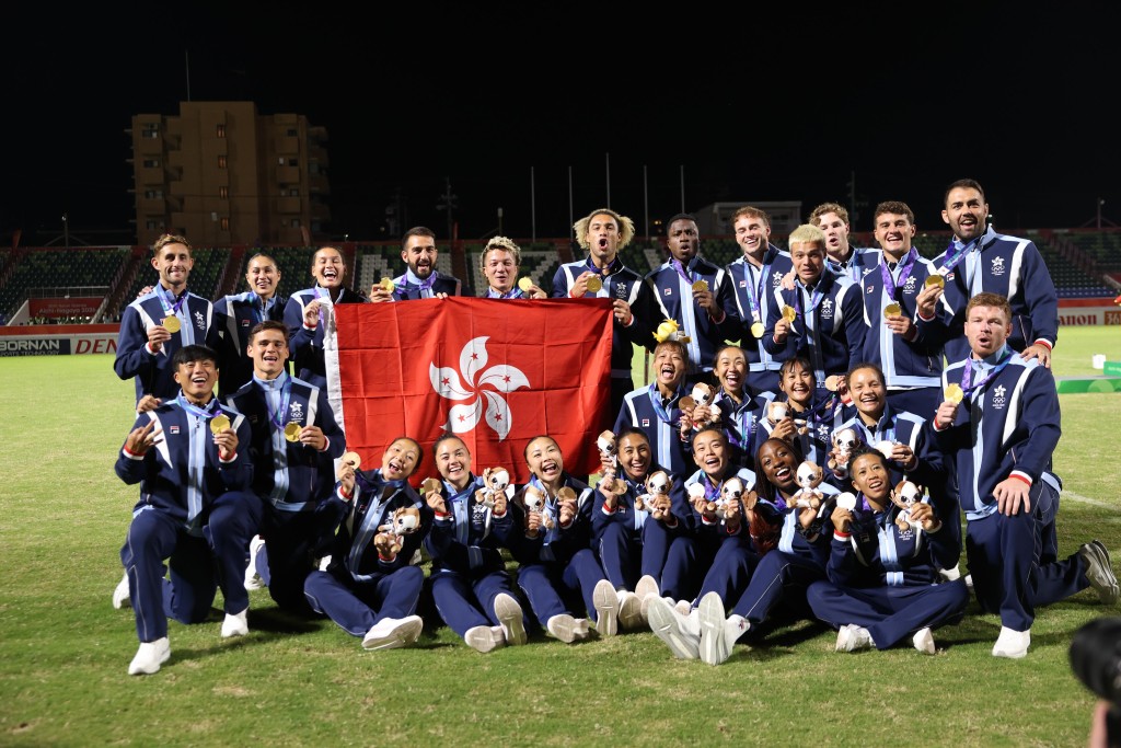 港隊完成亞運男子七欖三連霸。徐嘉華攝