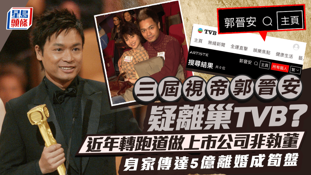 三屆視帝郭晉安疑離巢TVB  與歐倩怡離婚後成筍盤轉跑道  變上市公司董事身家傳達五億