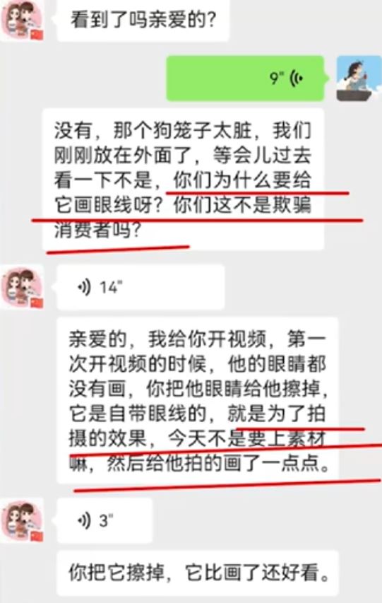 店家向蔡小姐承認有為狗隻劃眼線及剪耳。網圖