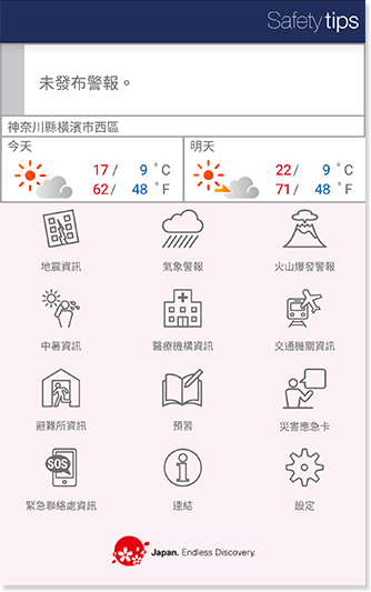 「Safety tips」專為外國旅客而設。