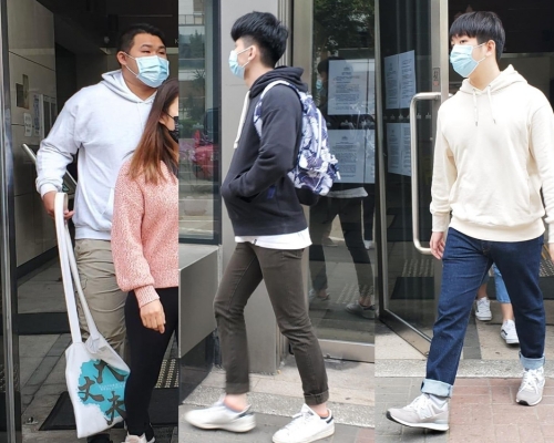 左起:首被告鄺偉邦、第三被告黃俊燁、次被告余昕鈺。