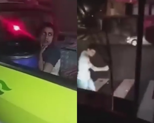 少女高呼救我,而青年則撞向巴士。網上圖片